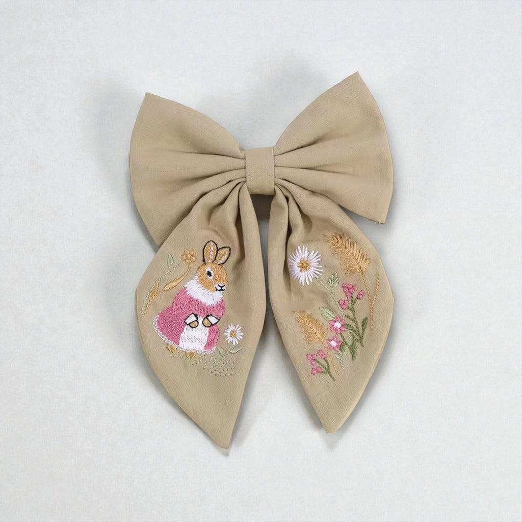 The LRW Hair Accessory Edit (natural embroidered bunny bow)
