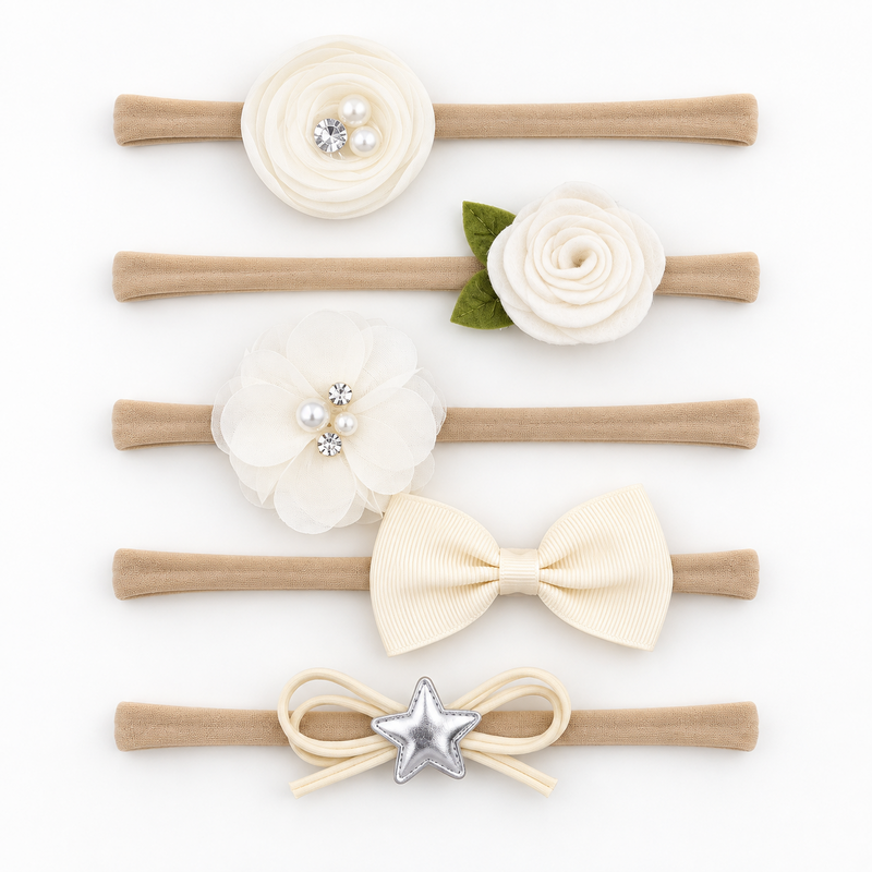 Finishing Touches: A Beautiful Set of Baby Bows (Whites)