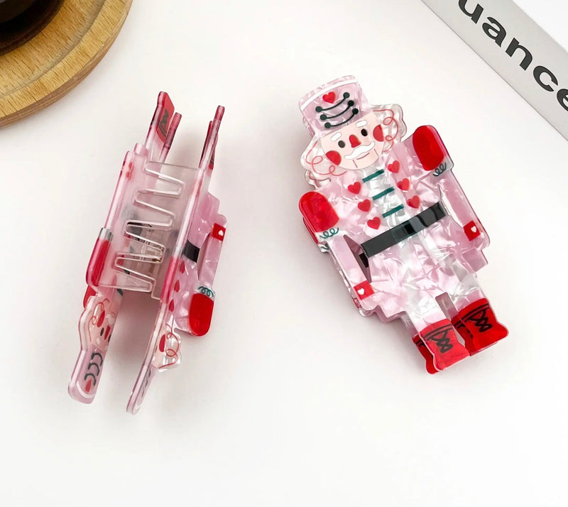 LRW Holiday Claw Clips (Pink Nutcracker)