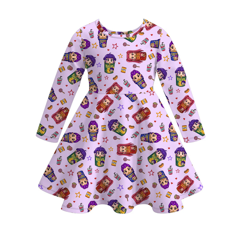 K-Pop Demon Hunters! (Long Sleeve Twirl Dress Print 1)