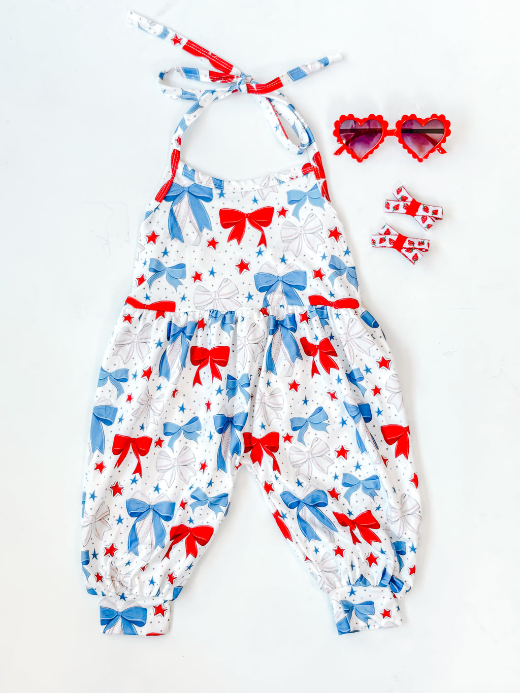 Red, White, and Bow Romper