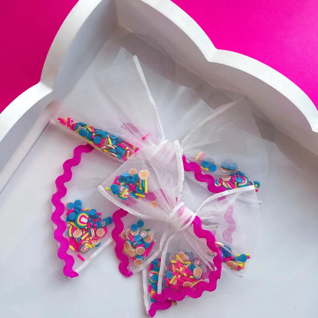 Shimmy Shake Bows (small magenta pool party clip)