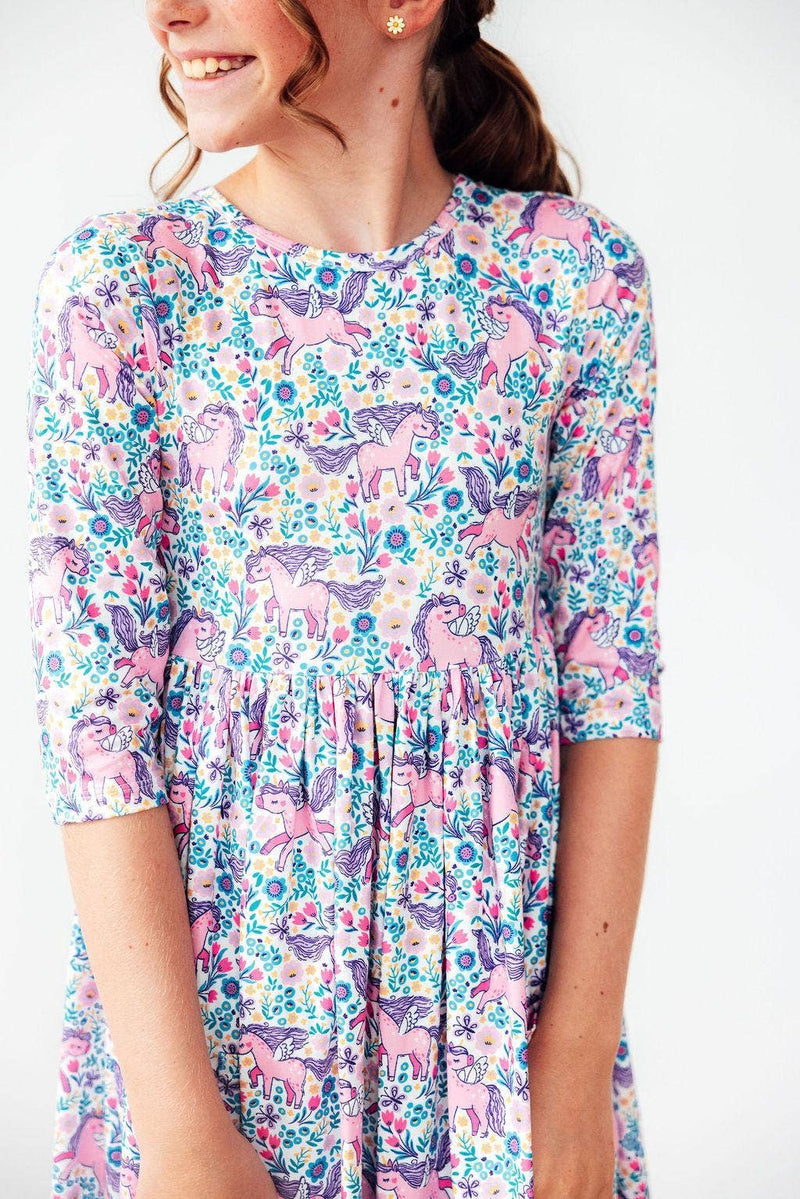 Head in the Clouds Unicorn Pocket Twirl Dress