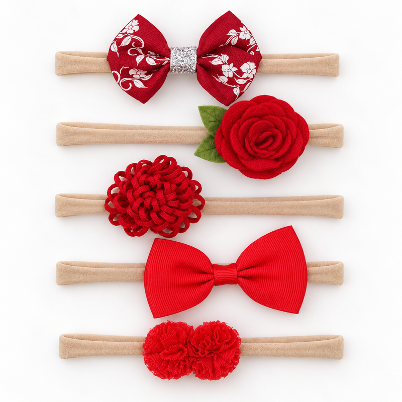 Finishing Touches: A Beautiful Set of Baby Bows (Reds)