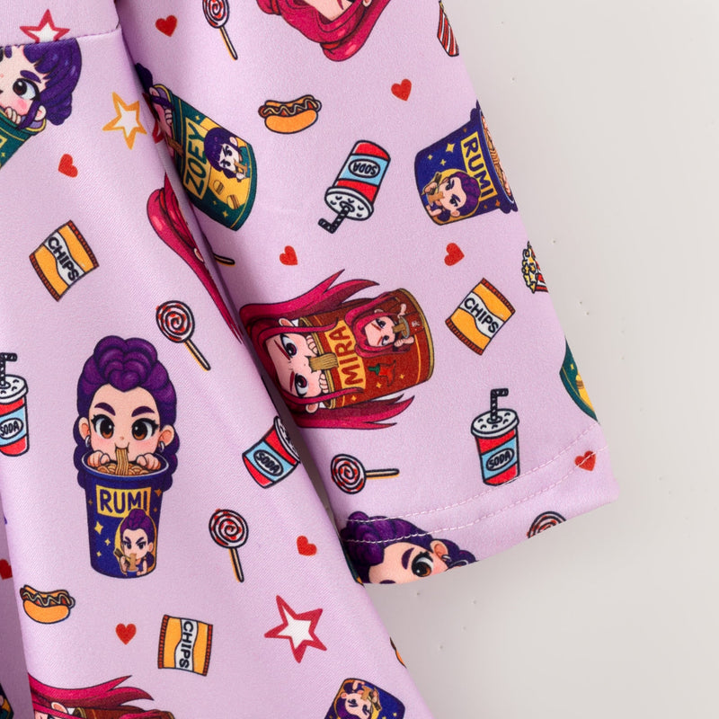 K-Pop Demon Hunters! (Long Sleeve Twirl Dress Print 1)