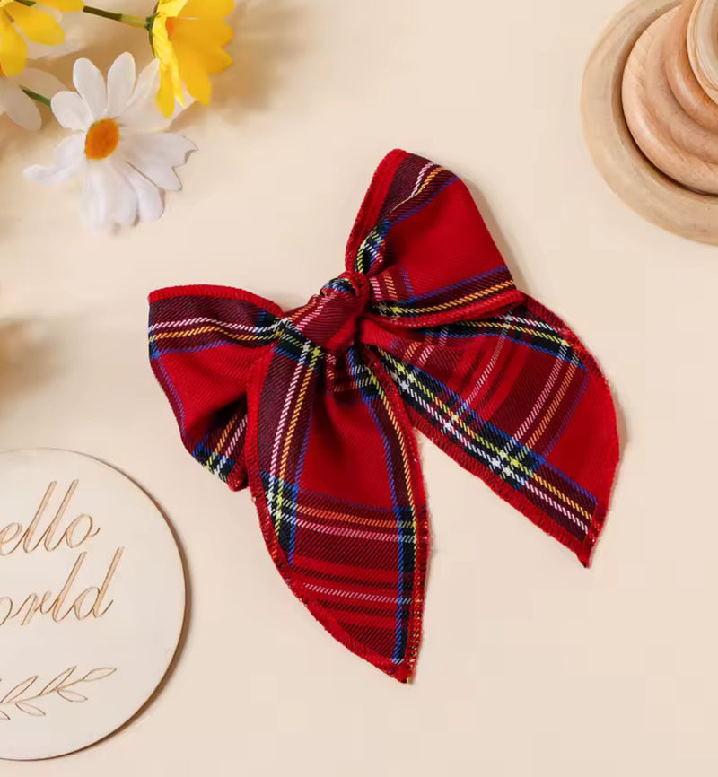 Believe Bow (red tartan)