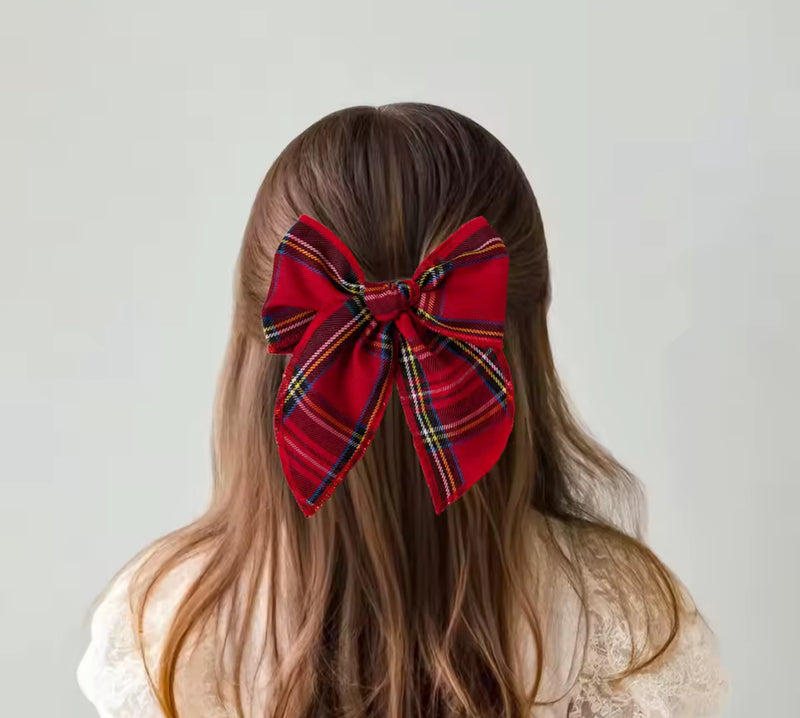 Believe Bow (red tartan)
