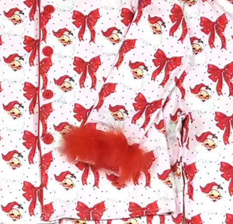 Holiday Pajama Pre-Sale (Pink & Red Santa & Bow Faux Fur Trim)