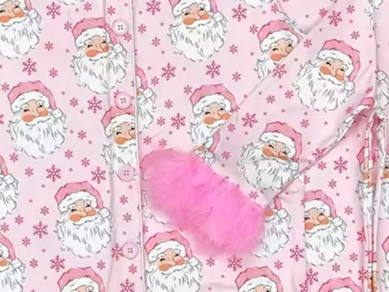 Holiday Pajama Pre-Sale (Pink Santa Pink Faux Fur Trim)