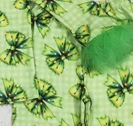 Holiday Pajama Pre-Sale (Grinch bows & Christmas Lights Faux Fur