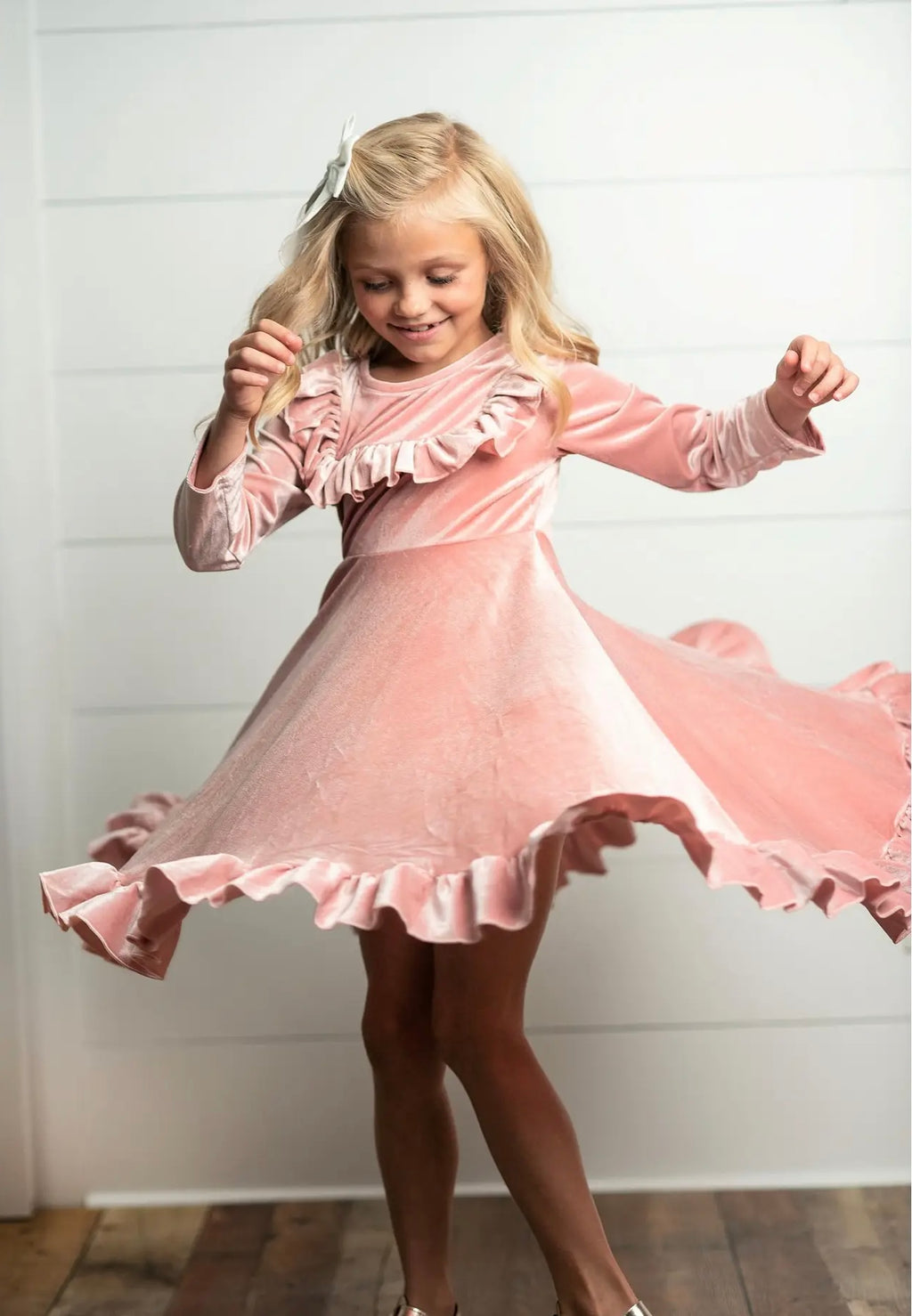 Rockin’ Around the Tree Twirl Dress (blush pink)