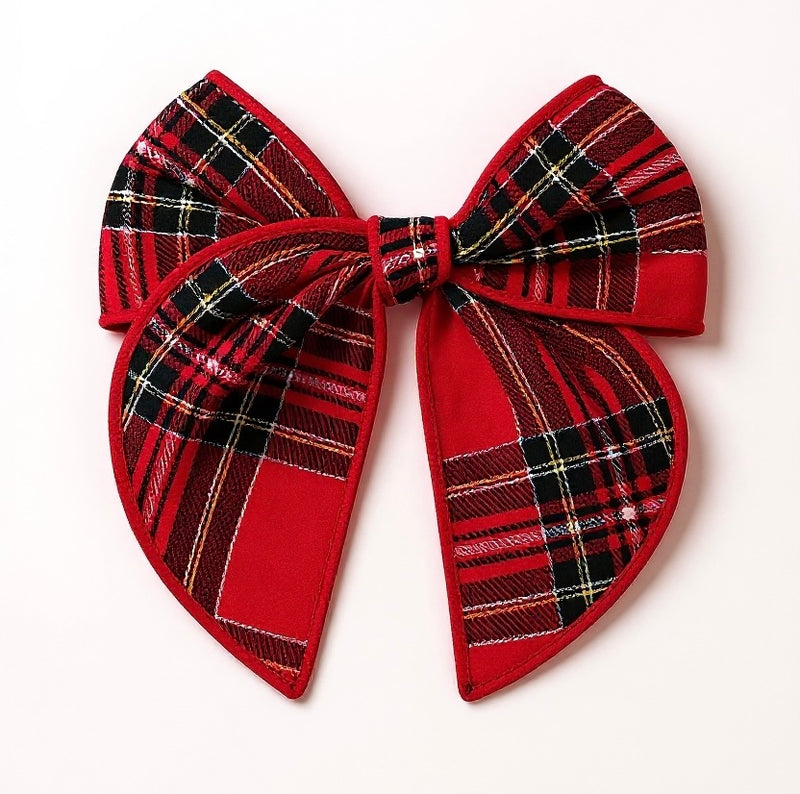Believe Bow (red tartan)