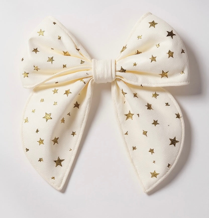 Believe Bow (ivory & gold stars)