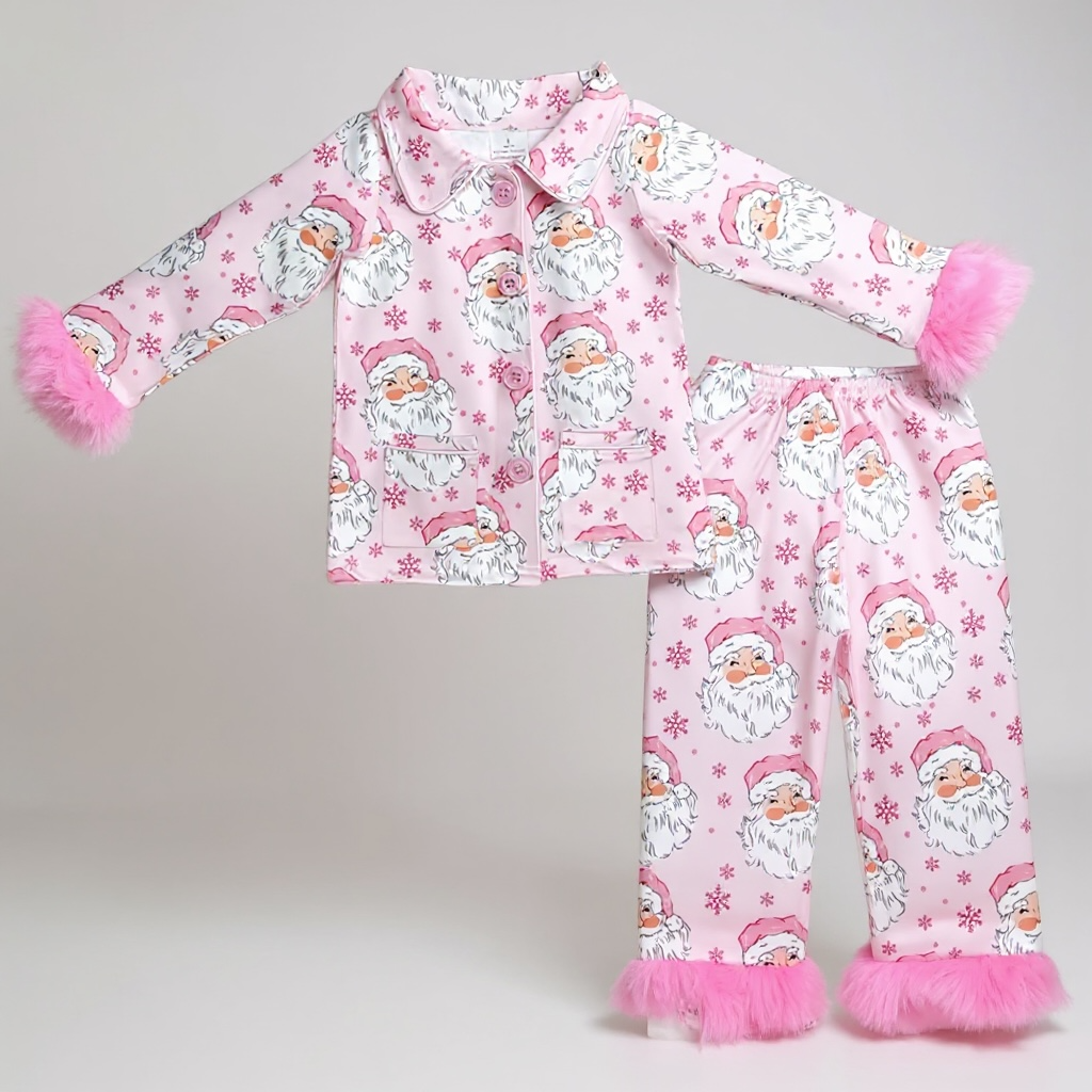 Holiday Pajama Pre-Sale (Pink Santa Pink Faux Fur Trim)