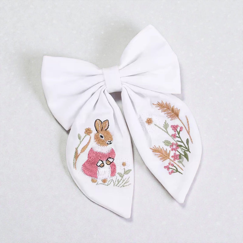The LRW Hair Accessory Edit (white embroidered bunny bow