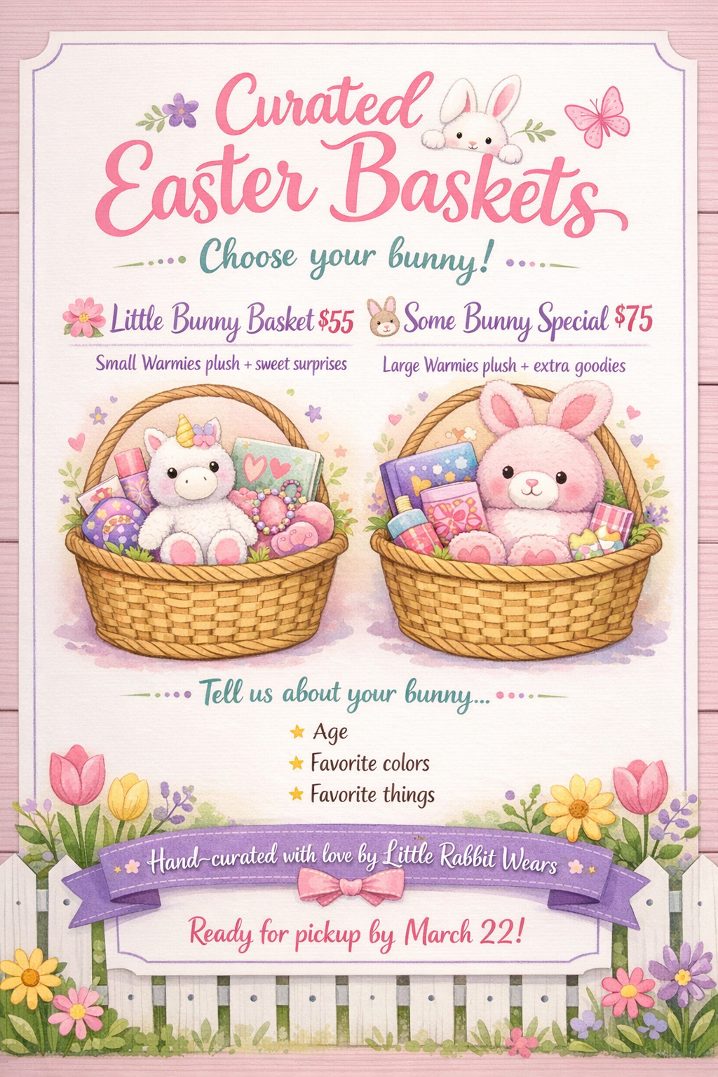 LRW Curated Easter Baskets (LOCAL PICK UP)
