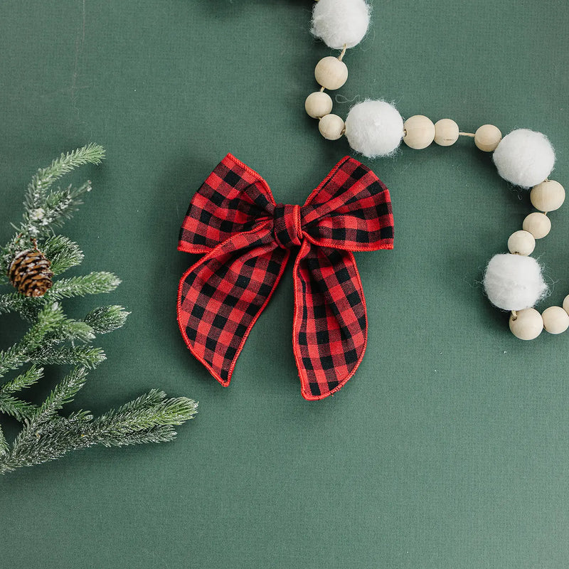 Christmas In July Accessory Sale (red & black buffalo plaid bow)