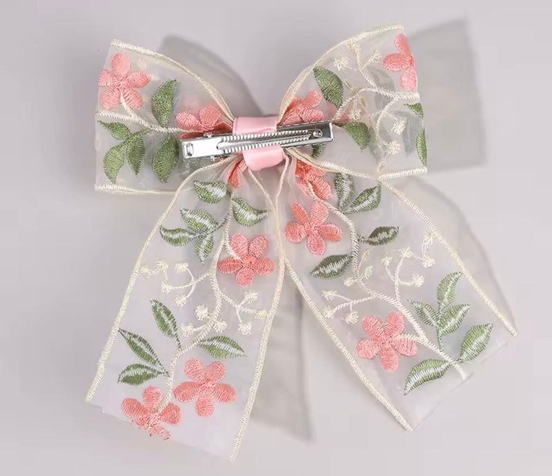 LRW summer accessory edit (pink pastel floral bow)