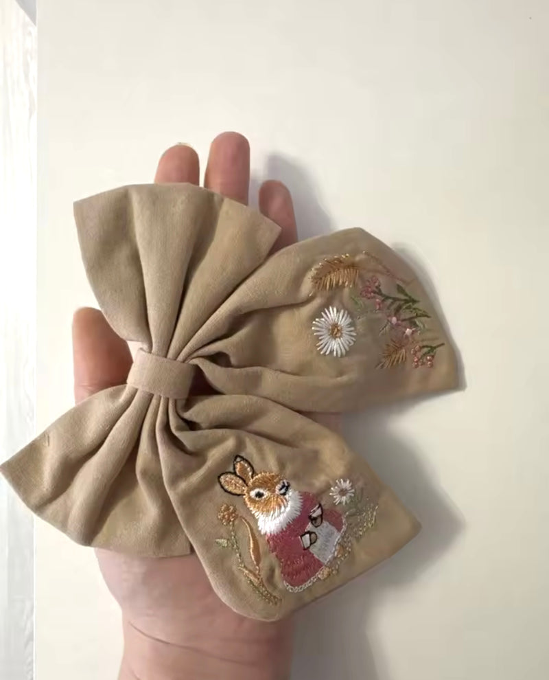 The LRW Hair Accessory Edit (natural embroidered bunny bow)