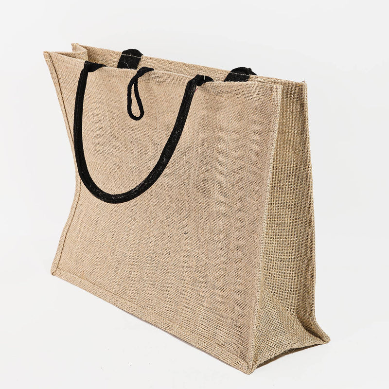 Hello Weekend Burlap Tote Bag (winter white)