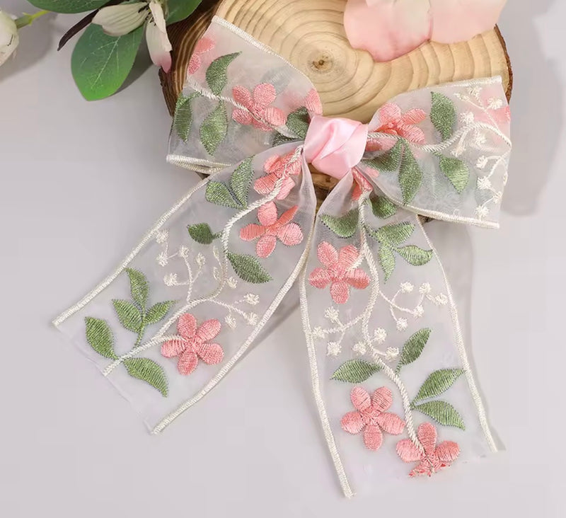 LRW summer accessory edit (pink pastel floral bow)