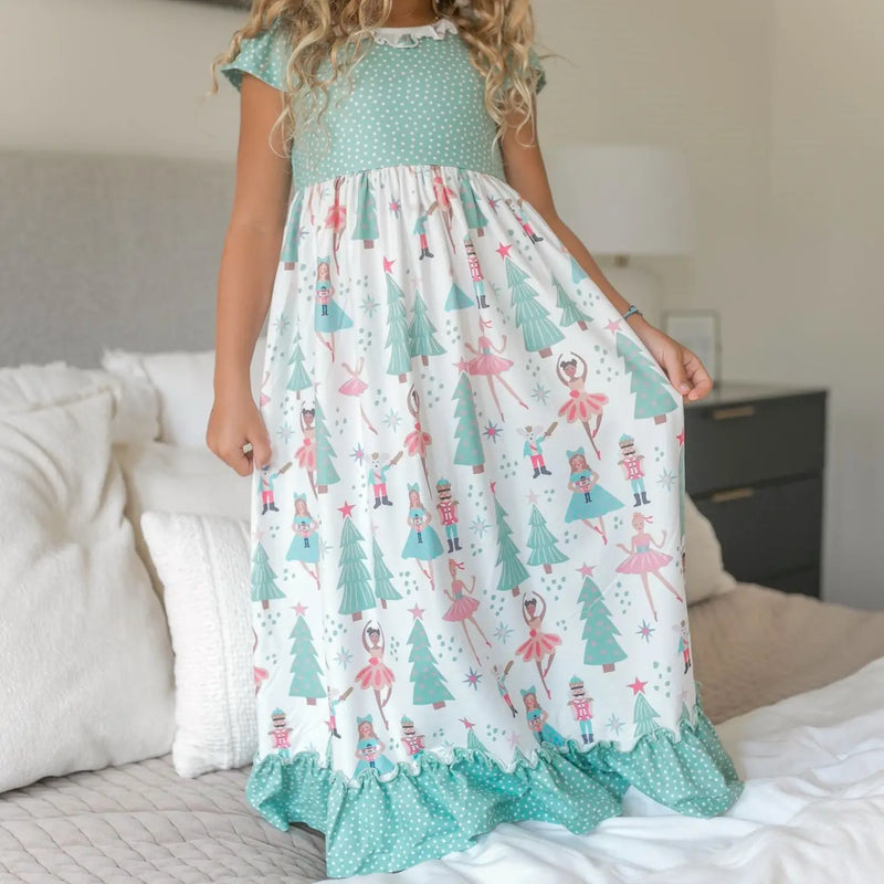 Christmas in July Presale Loungewear Release (seafoam floor length Nutcracker & Sugarplum Fairy)