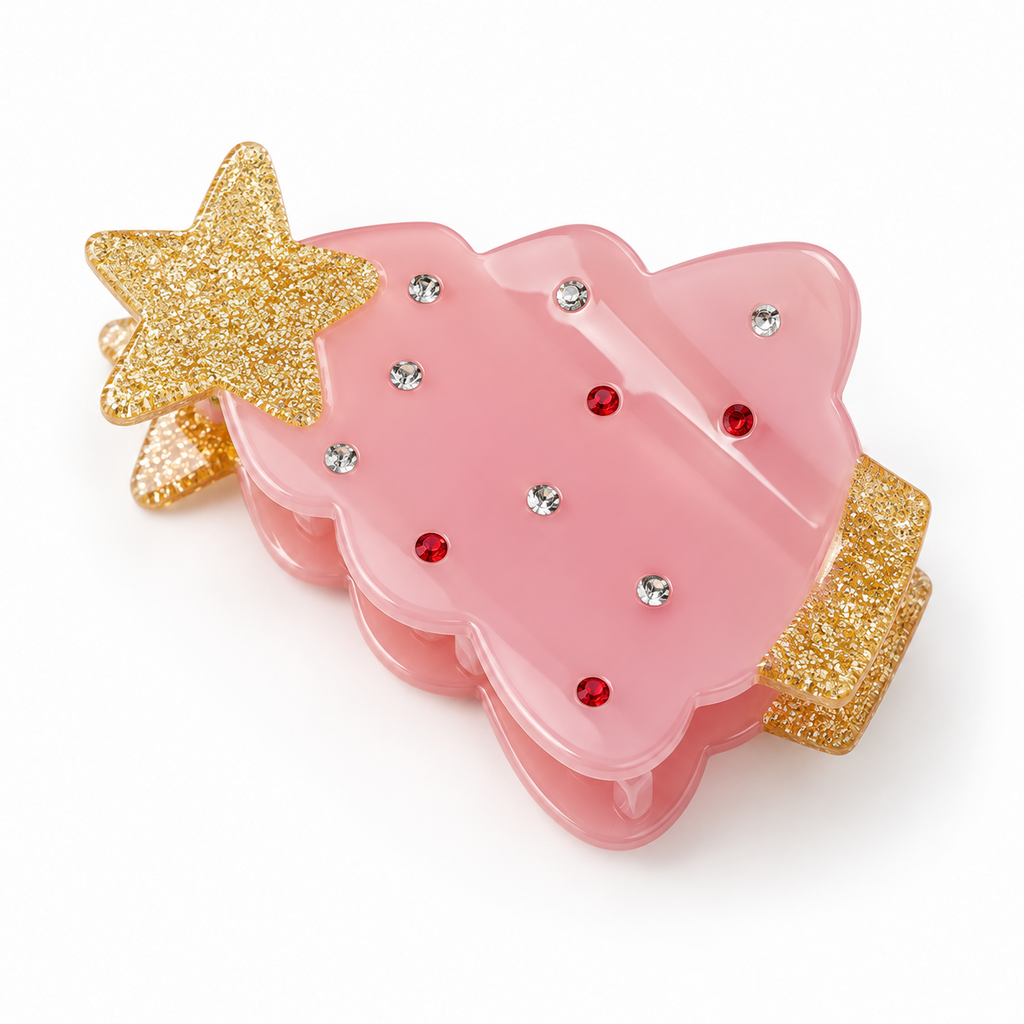 LRW Holiday Claw Clips (Pink Christmas Tree)