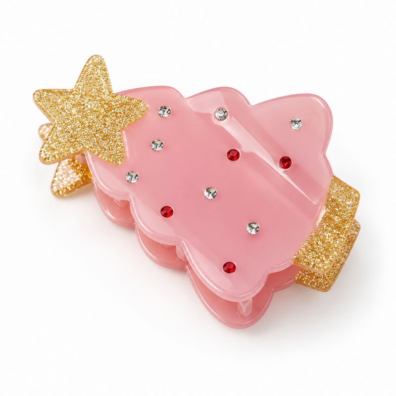 LRW Holiday Claw Clips (Pink Christmas Tree)