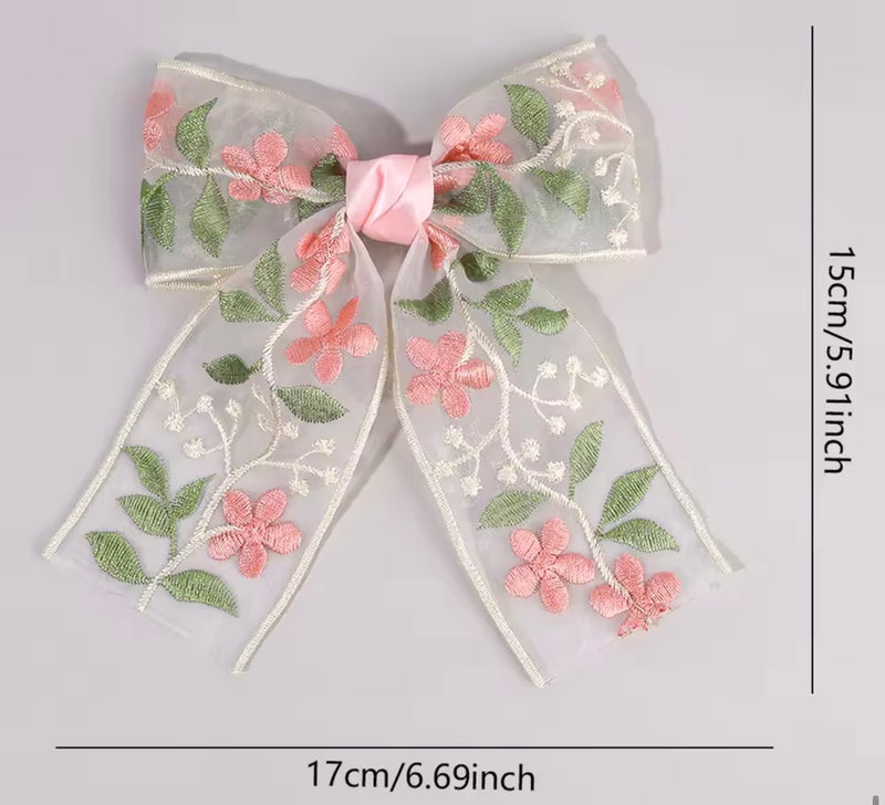 LRW summer accessory edit (pink pastel floral bow)