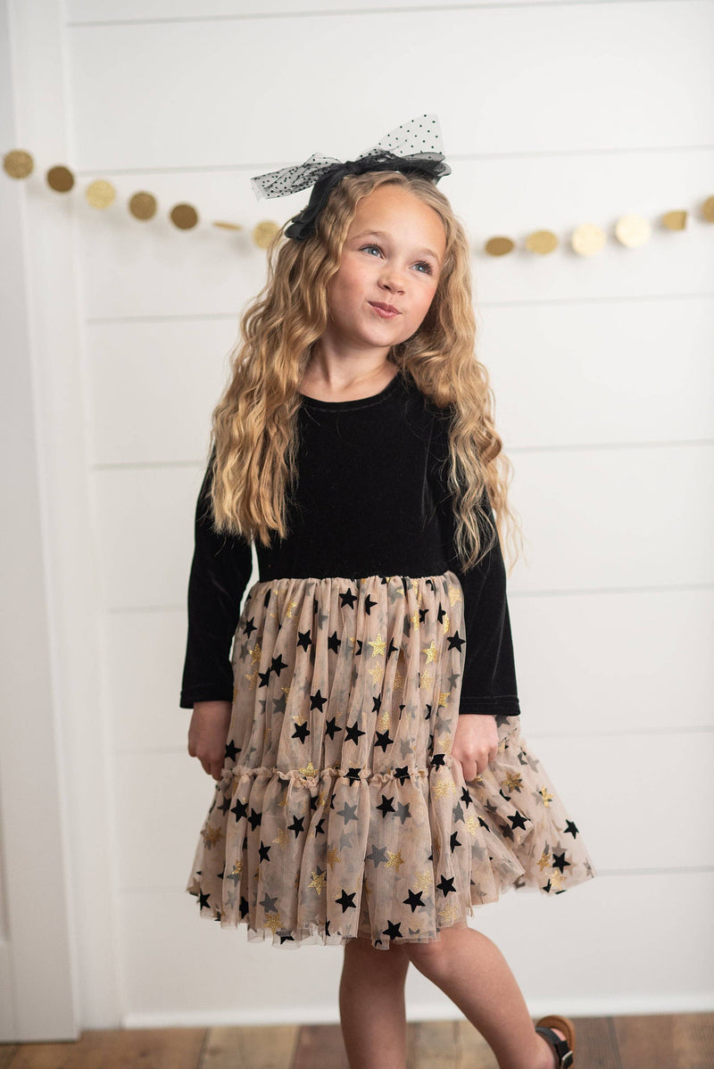 Starry Night Velvet & Tulle Twirl Dress