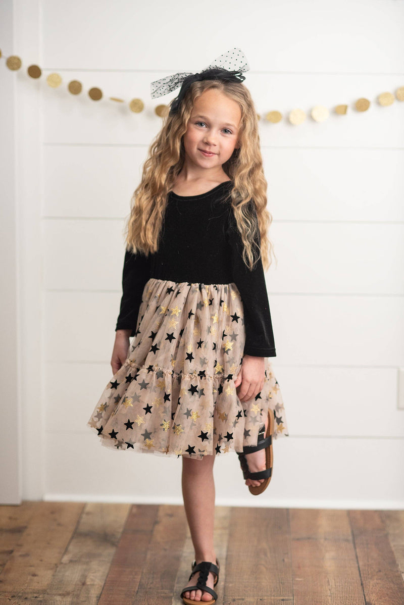 Starry Night Velvet & Tulle Twirl Dress