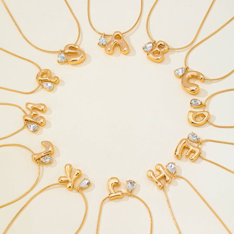 Teardrop & Bubble Initial Charm Necklaces