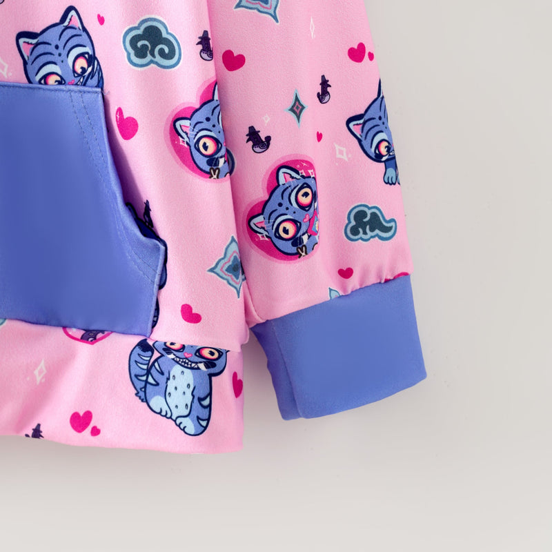 Derpy Tiger in a Kangaroo Pocket Hoodie