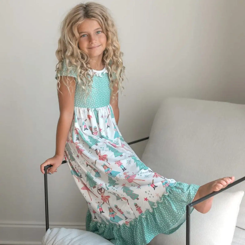 Christmas in July Presale Loungewear Release (seafoam floor length Nutcracker & Sugarplum Fairy)