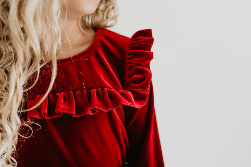 Ruby Red Velvet Pant Set