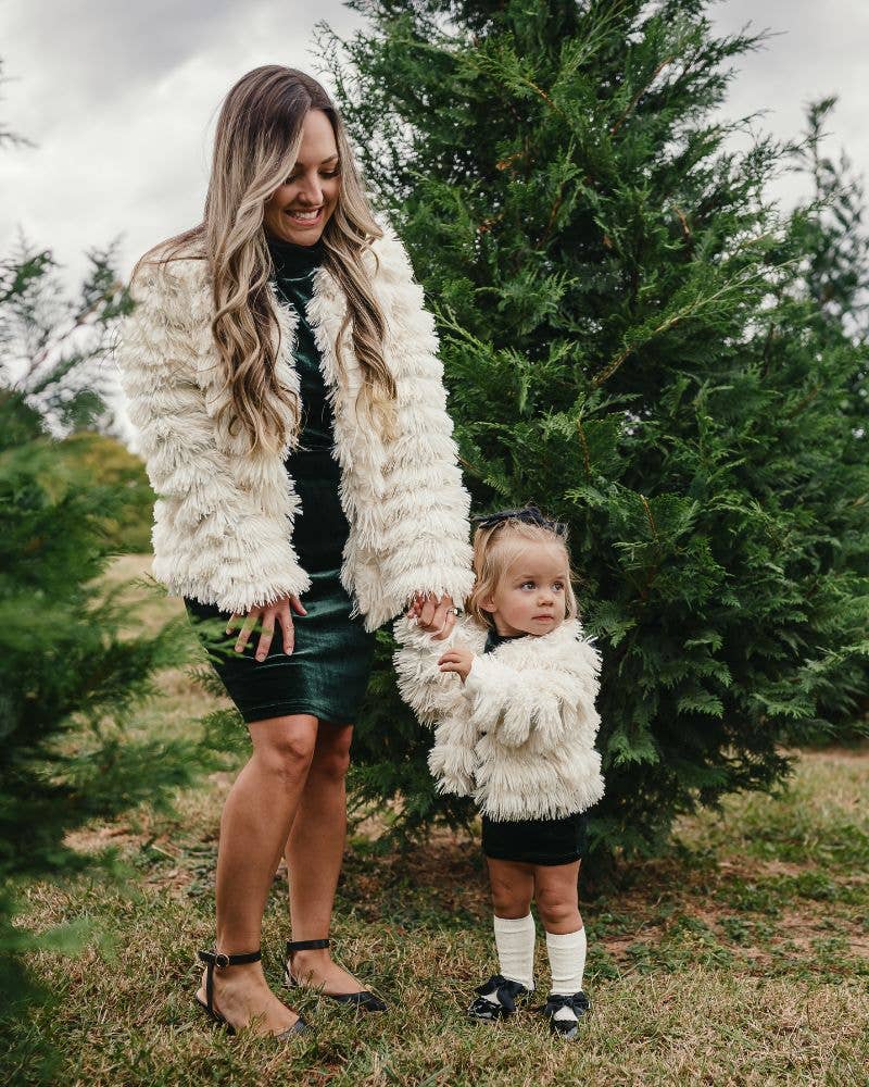 Snow Bunny Faux Shag Layered Jacket - Mama & Me