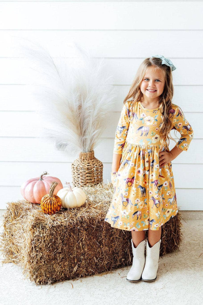 Ponies & Poppies Pocket Twirl Dress