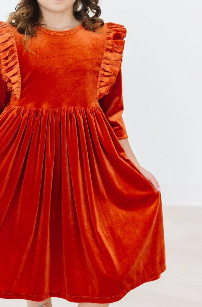 Allspice Velvet Twirl Dress