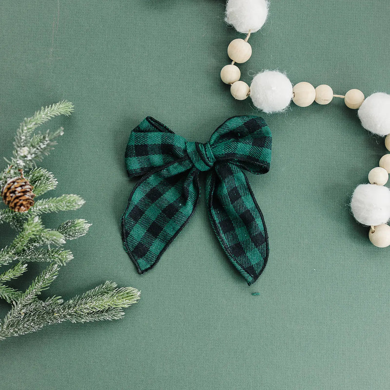 Christmas In July Accessory Sale (green & black buffalo plaid bow)