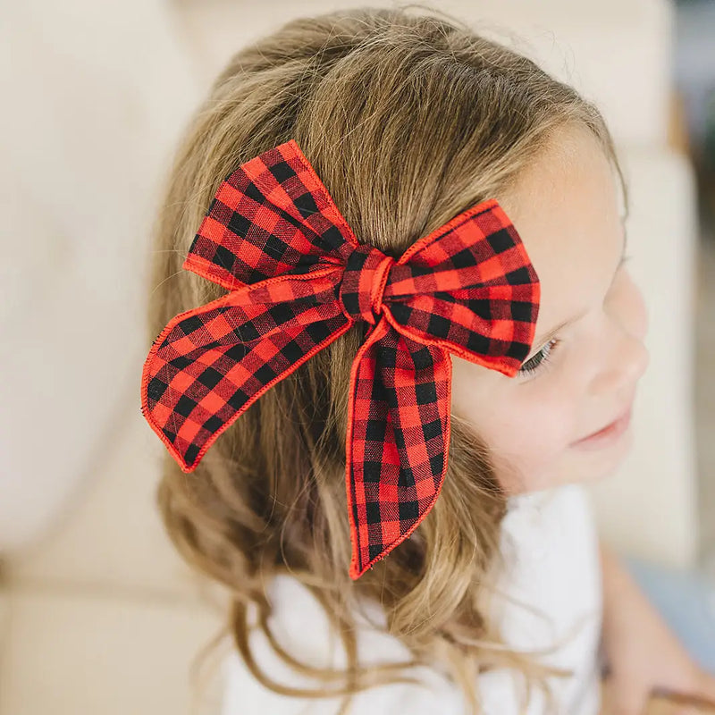 Christmas In July Accessory Sale (red & black buffalo plaid bow)