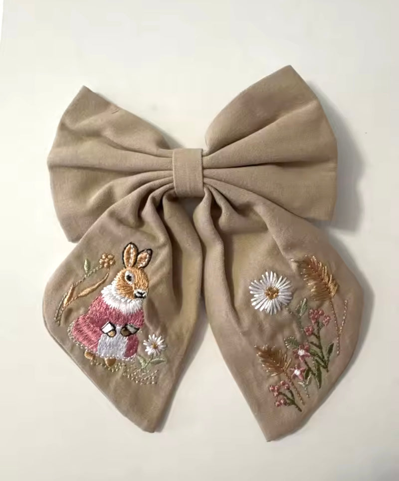 The LRW Hair Accessory Edit (natural embroidered bunny bow)