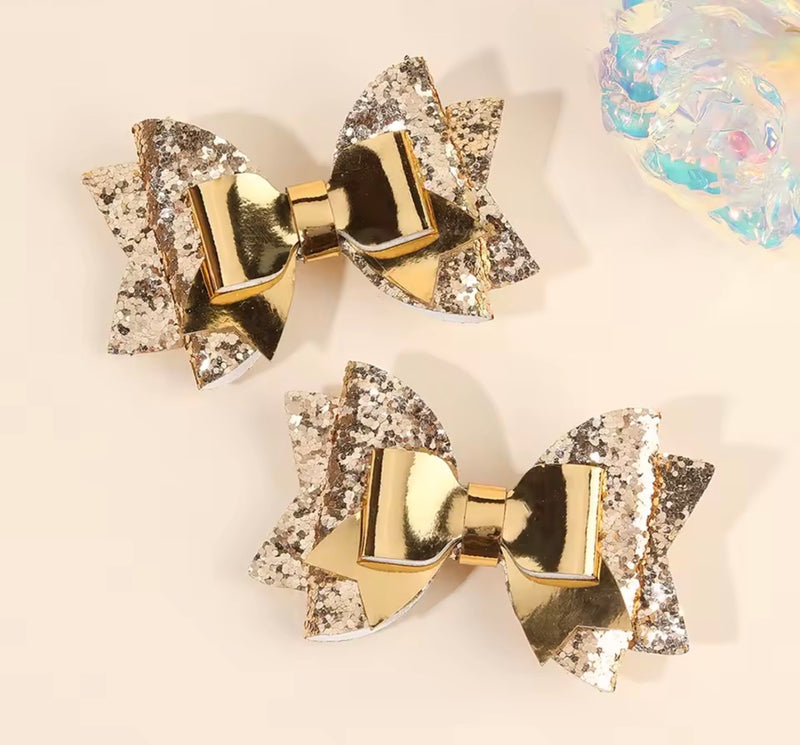 Finishing Touches: Silver and Gold Bow Pair