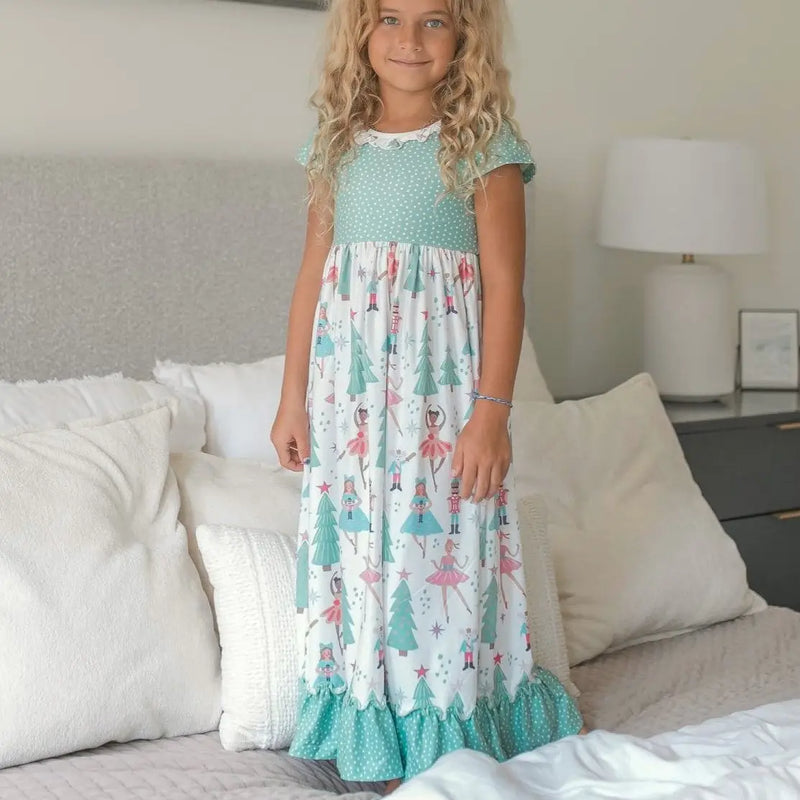 Christmas in July Presale Loungewear Release (seafoam floor length Nutcracker & Sugarplum Fairy)