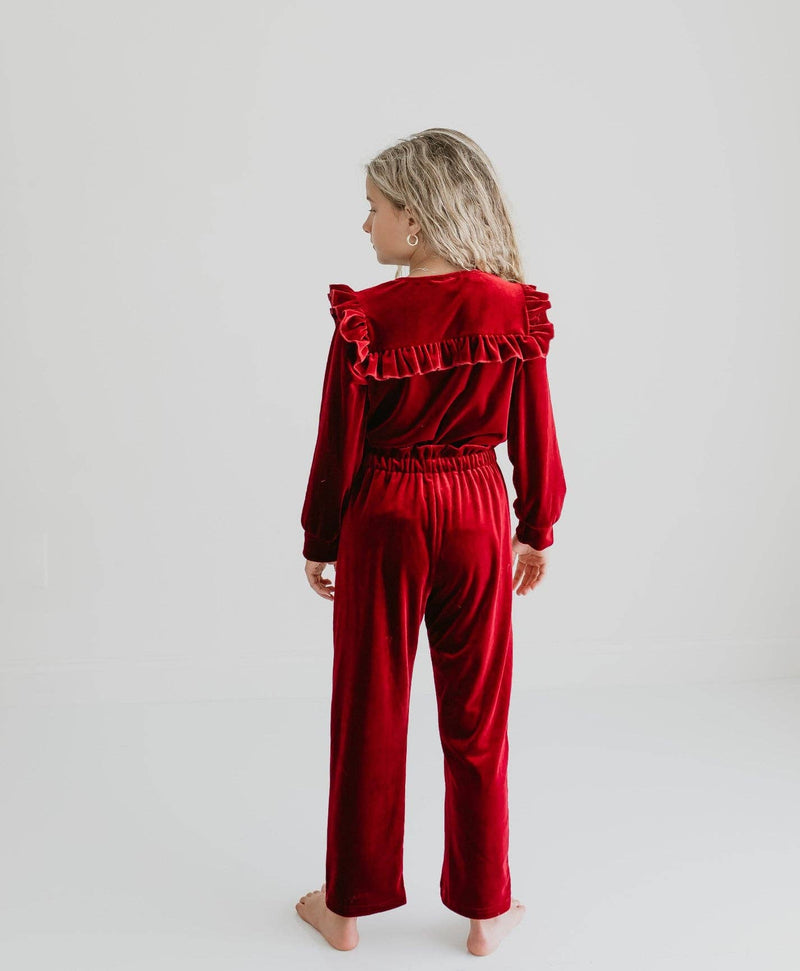 Ruby Red Velvet Pant Set