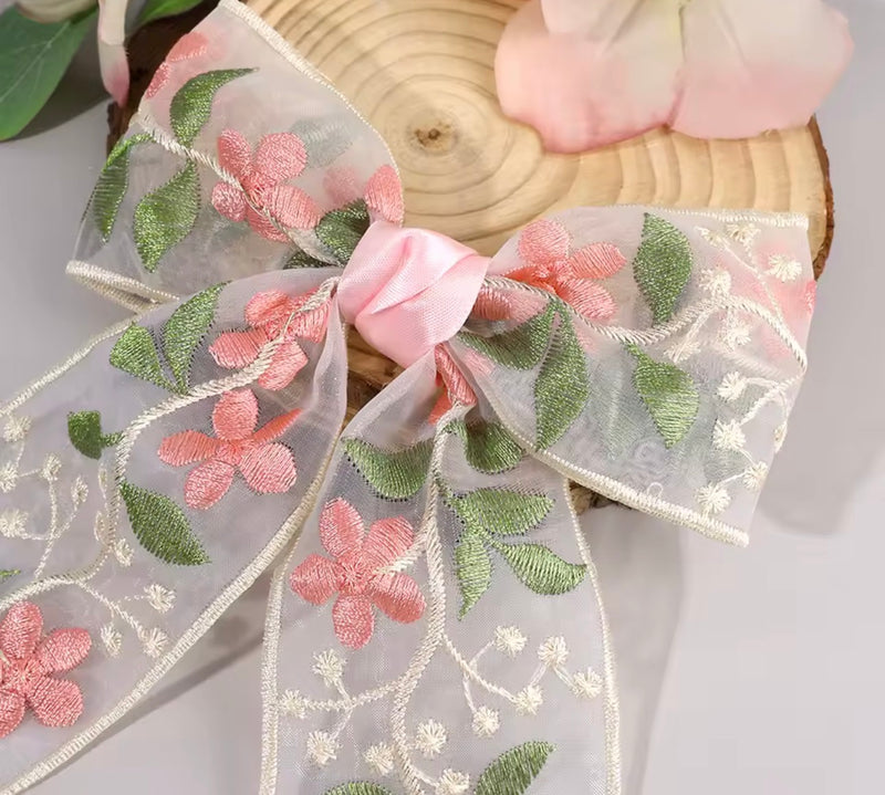 LRW summer accessory edit (pink pastel floral bow)