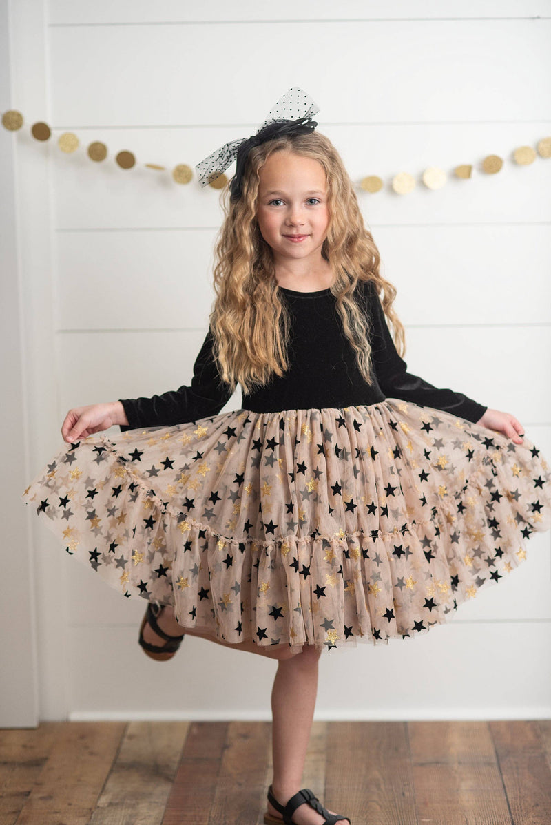 Starry Night Velvet & Tulle Twirl Dress