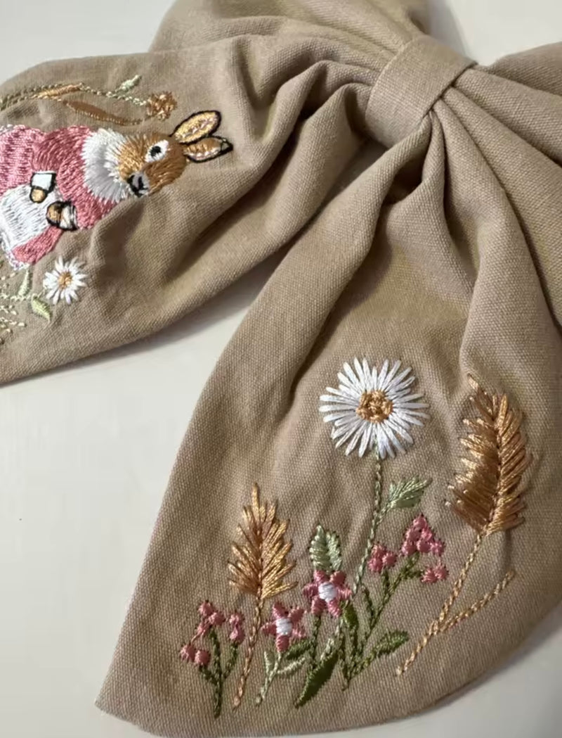 The LRW Hair Accessory Edit (natural embroidered bunny bow)