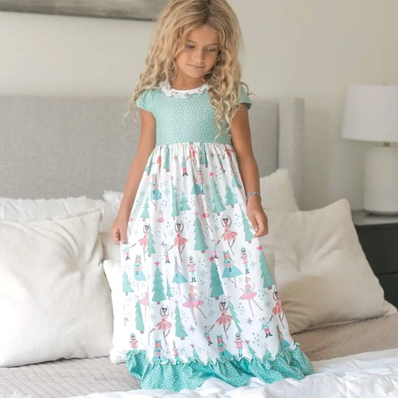 Christmas in July Presale Loungewear Release (seafoam floor length Nutcracker & Sugarplum Fairy)