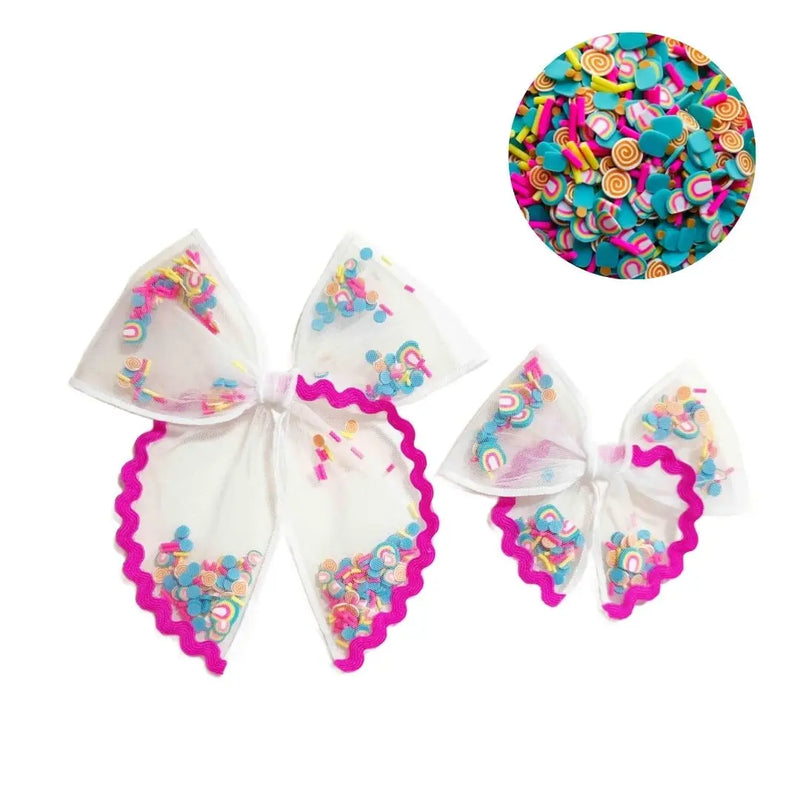 Shimmy Shake Bows (small magenta  pool party clip)