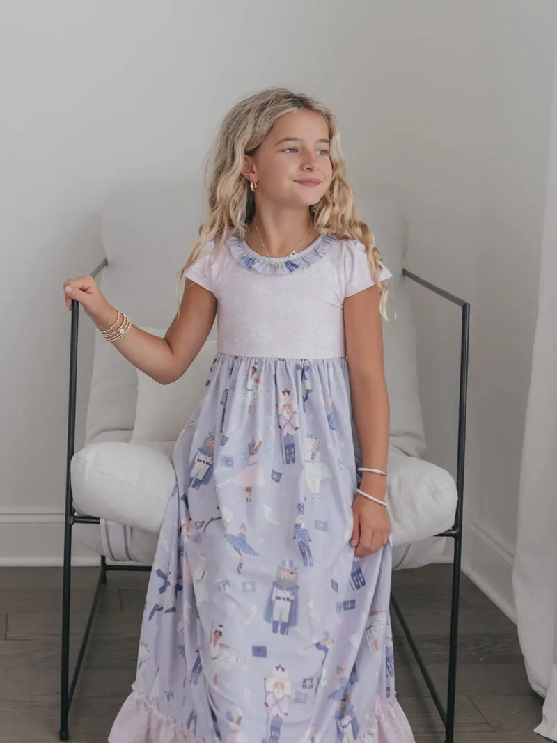 Christmas in July Presale Loungewear Release (lavender floor length Nutcracker & Sugarplum Fairy)